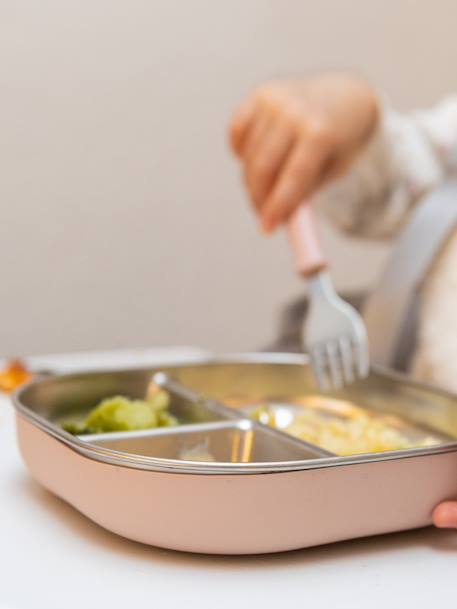 Roestvrijstalen compartimentenbord groen+rozen - vertbaudet enfant 