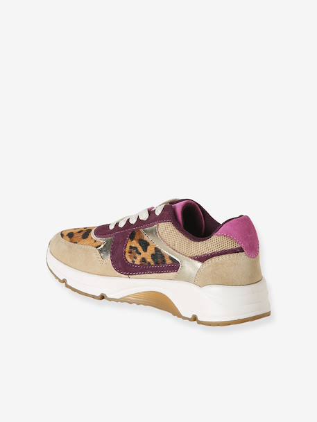 Meisjessneakers leer met veters beige - vertbaudet enfant 