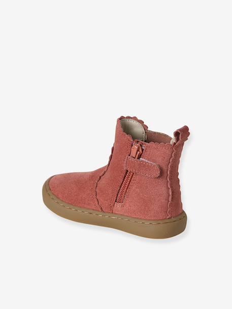 Chelsea boots met rits en elastiek van leer voor baby donkerbruin+goudgeel+marineblauw+oudroze - vertbaudet enfant 