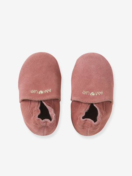 Chaussons bébé cuir souple blanc imprimé+bleu nuit+lot rose+or+rose imprimé+rose poudré+vieux rose - vertbaudet enfant 