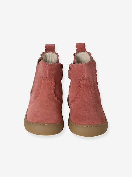 Boots bébé fille cuir zippées brun+jaune d'or+marine+vieux rose - vertbaudet enfant 