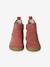 Chelsea boots met rits en elastiek van leer voor baby donkerbruin+goudgeel+marineblauw+oudroze - vertbaudet enfant 