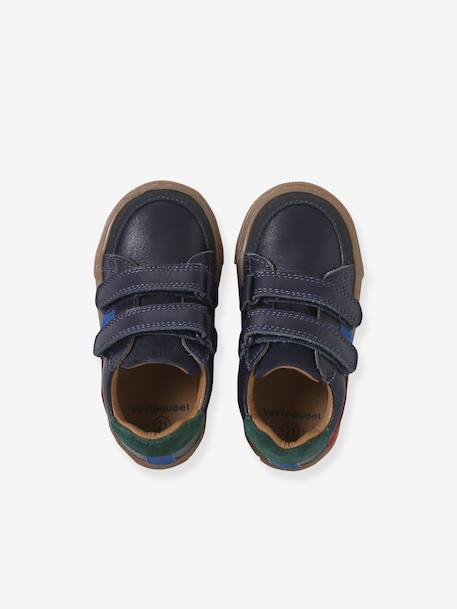 Baskets bébé garçon cuir à scratchs écru+lot blanc+marine - vertbaudet enfant 