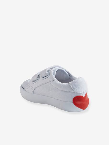 Stoffen tennisschoenen met klittenband voor babymeisjes blauwe madeliefjesprint+roze, bedrukt+WIT - vertbaudet enfant 