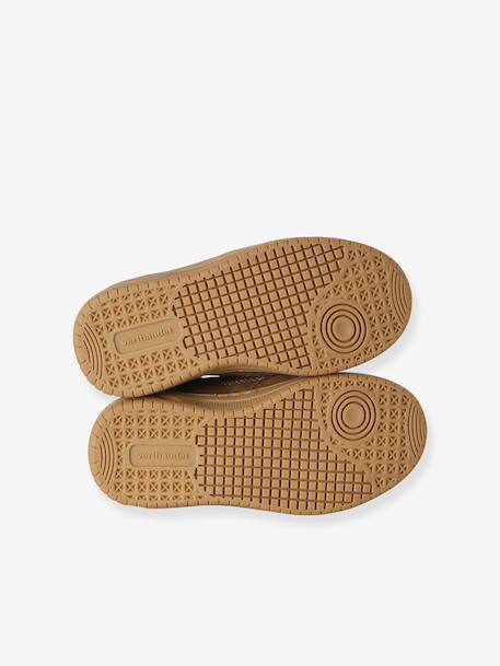 Meisjessneakers leer met klittenband beige+bruin+goudgeel+oudroze - vertbaudet enfant 