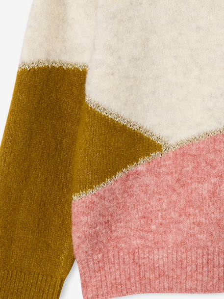 Pull fille manches longues olive+rose poudré - vertbaudet enfant 