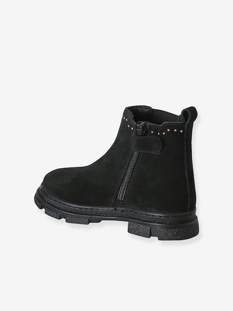 Meisjes leren boots met rits zwart - vertbaudet enfant 