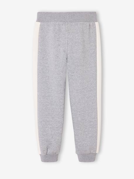 Joggingbroek voor jongens met een band aan de zijkant bordeauxrood+gemêleerd grijs+groen+rood - vertbaudet enfant 