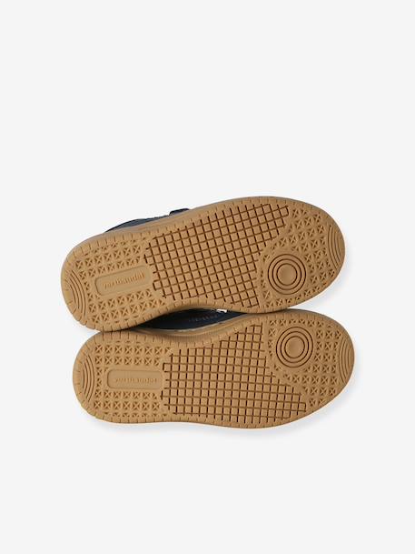 Jongens sneakers leer met klittenband marineblauw - vertbaudet enfant 