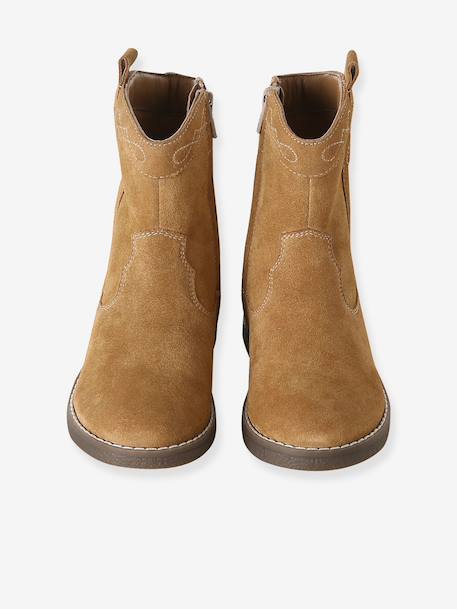 Meisjes leren boots met rits bruin - vertbaudet enfant 