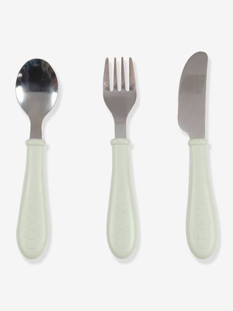 Set 3 couverts d'apprentissage inox rose+vert - vertbaudet enfant 