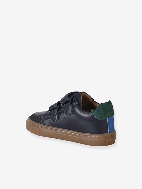 Baskets bébé garçon cuir à scratchs écru+lot blanc+marine - vertbaudet enfant 