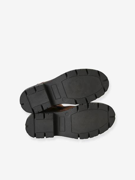 Meisjes leren boots met rits bruin - vertbaudet enfant 