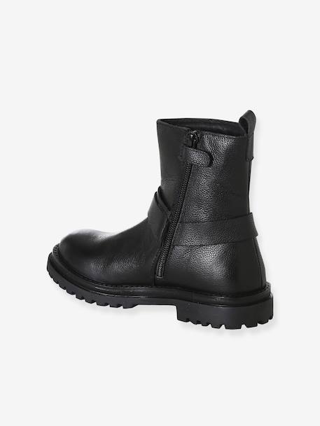 Meisjes leren boots met rits zwart - vertbaudet enfant 