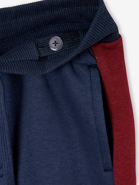 Joggingbroek voor jongens met een band aan de zijkant bordeauxrood+gemêleerd grijs+groen+rood - vertbaudet enfant 