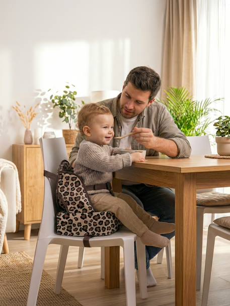 Stoelverhoger Easy up BABY TO LOVE bruin, bedrukt+GESTREEPT BLAUW+GRIJS MET STERREN - vertbaudet enfant 