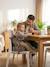 Stoelverhoger Easy up BABY TO LOVE bruin, bedrukt+GESTREEPT BLAUW+GRIJS MET STERREN - vertbaudet enfant 