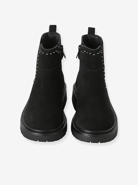 Leren boots meisje met rits zwart - vertbaudet enfant 