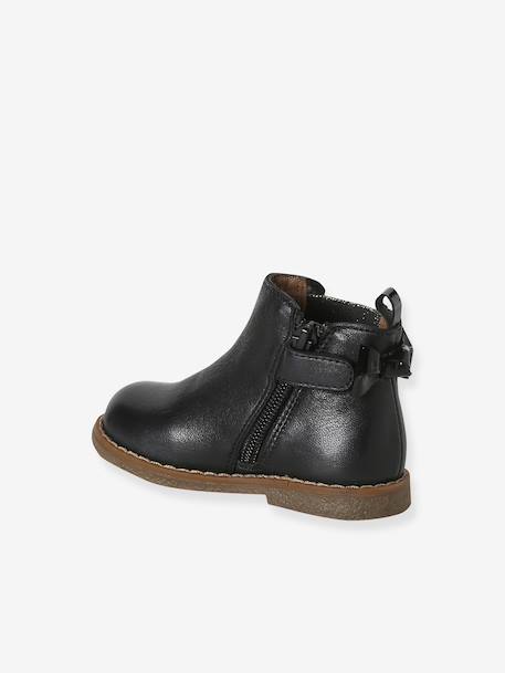 Boots bébé fille cuir zippées jaune d'or+marron+noir - vertbaudet enfant 