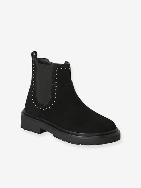 Leren boots meisje met rits zwart - vertbaudet enfant 