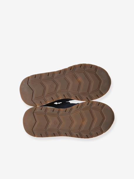 Jongens sneakers leer met klittenband kaki+marineblauw - vertbaudet enfant 