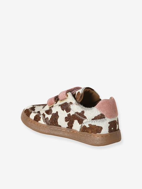 Meisjessneakers leer met klittenband donkerbruin - vertbaudet enfant 