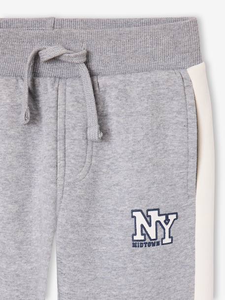 Joggingbroek voor jongens met een band aan de zijkant bordeauxrood+gemêleerd grijs+groen+rood - vertbaudet enfant 