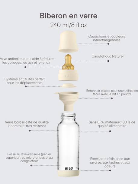 Glazen babyfles 240ml ivoor - vertbaudet enfant 