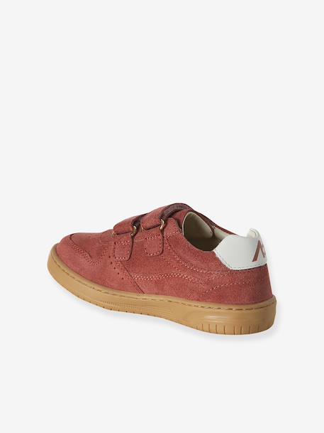 Baskets enfant fille cuir à scratchs beige+jaune d'or+marron+vieux rose - vertbaudet enfant 
