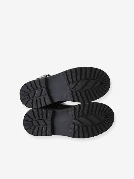 Meisjes leren boots met rits zwart - vertbaudet enfant 
