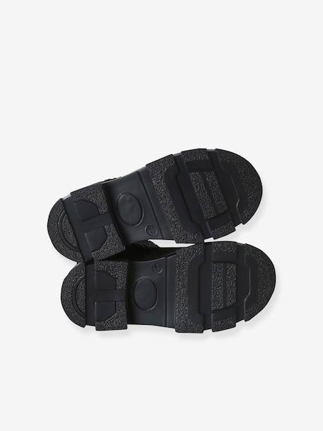 Meisjes leren boots met rits zwart - vertbaudet enfant 