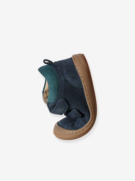 Babyslofjes van zacht leer met antislip beige+blauw+bruin+chocoladebruin+felblauw+groen+oceaanblauw+okergeel+saliegroen+veel beige+veel bruin+veel groen - vertbaudet enfant 