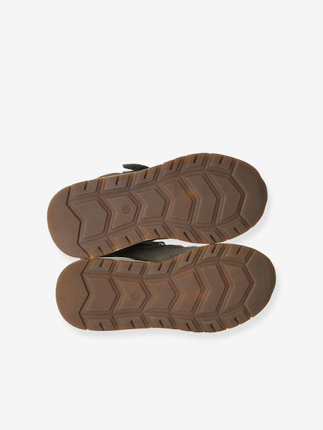 Jongens sneakers leer met klittenband kaki+marineblauw - vertbaudet enfant 