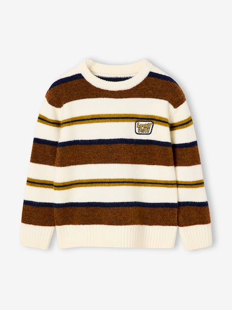 Pull garçon manches longues marine+noisette - vertbaudet enfant 