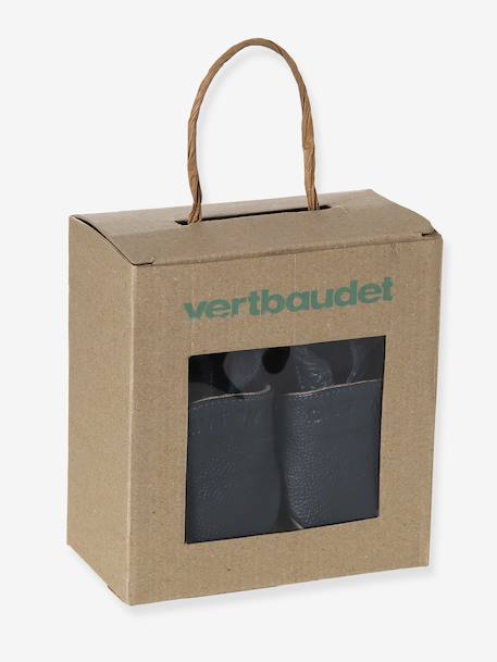 Elastische leren babyschoentjes in soepel leer chocoladebruin+marineblauw+nachtblauw - vertbaudet enfant 