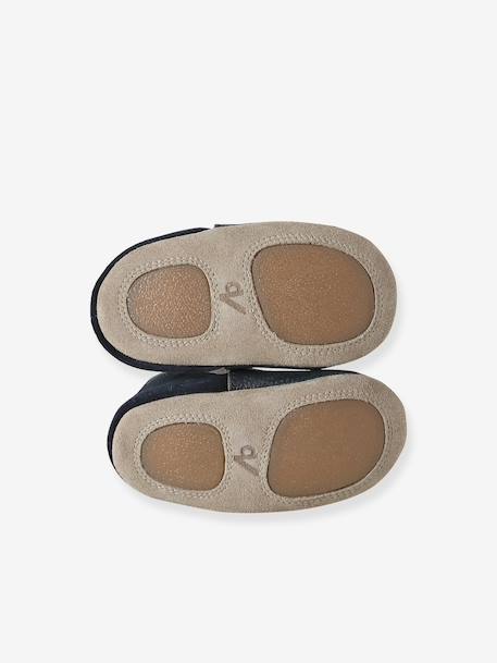 Elastische leren babyschoentjes in soepel leer chocoladebruin+marineblauw+nachtblauw - vertbaudet enfant 