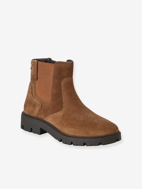Boots fille cuir zippées marron - vertbaudet enfant 