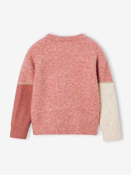 Pull fille manches longues olive+rose poudré - vertbaudet enfant 