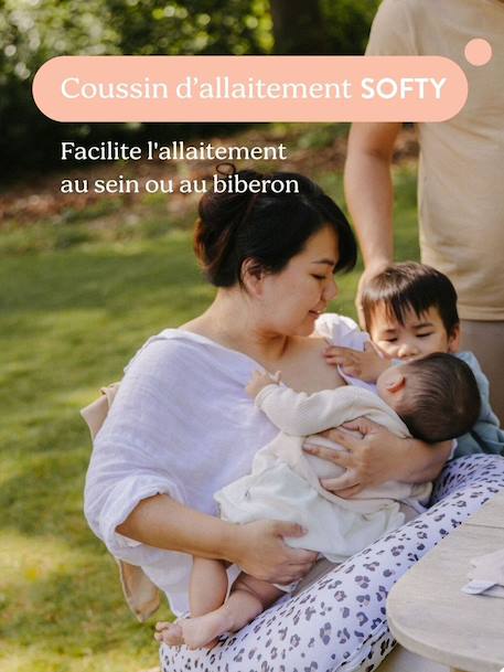 Borstvoedingskussen Softy Tetra beige+beige, bedrukt+groen - vertbaudet enfant 
