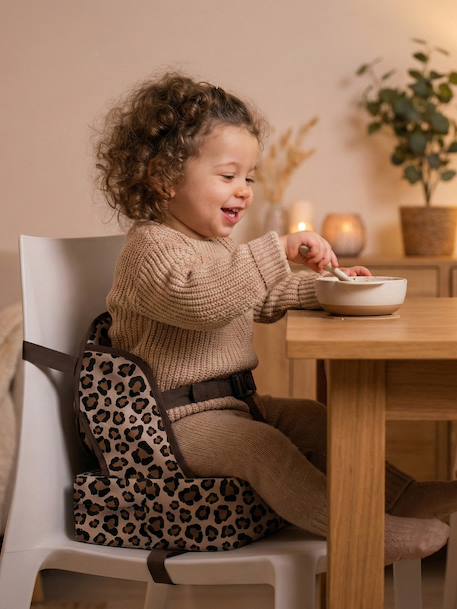 Stoelverhoger Easy up BABY TO LOVE bruin, bedrukt+GESTREEPT BLAUW+GRIJS MET STERREN - vertbaudet enfant 