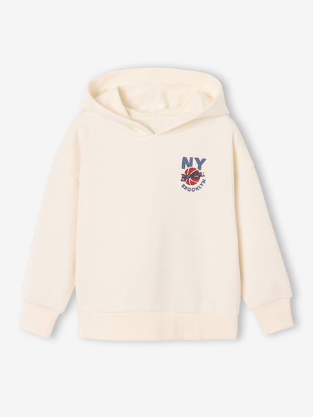 Jongenshoodie met print ecru - vertbaudet enfant 