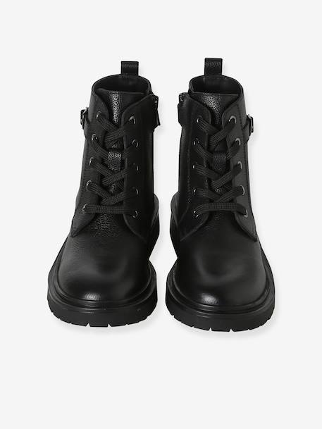 Meisjes boots in leer met veters zwart - vertbaudet enfant 