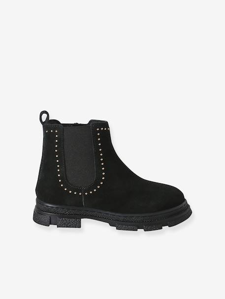 Meisjes leren boots met rits zwart - vertbaudet enfant 