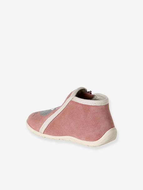 Chausson zippée souples en cuir bébé or+vieux rose - vertbaudet enfant 