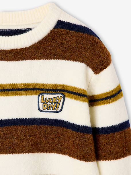 Pull garçon manches longues marine+noisette - vertbaudet enfant 