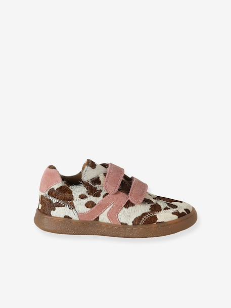 Meisjessneakers leer met klittenband donkerbruin - vertbaudet enfant 