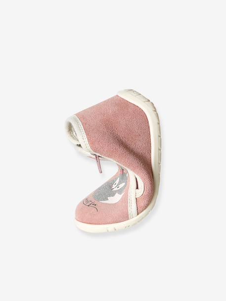 Chausson zippée souples en cuir bébé or+vieux rose - vertbaudet enfant 