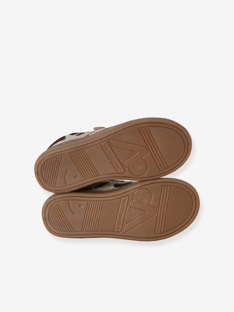 Meisjessneakers leer met klittenband donkerbruin - vertbaudet enfant 