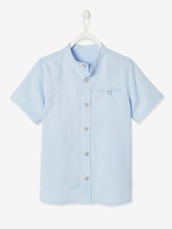 Overhemd van katoen/linnen met maokraag en korte mouwen voor jongens  - vertbaudet enfant