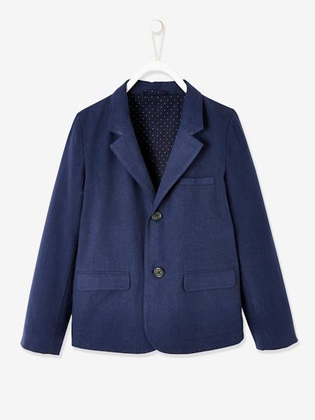 Veste garçon cérémonie en coton/lin beige+beige clair+bleu+marine foncé - vertbaudet enfant 
